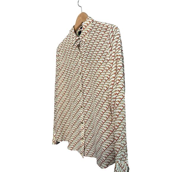 C Wonder 100%‎ Silk Chain Print Button-Down Shirt - Picture 2 of 4